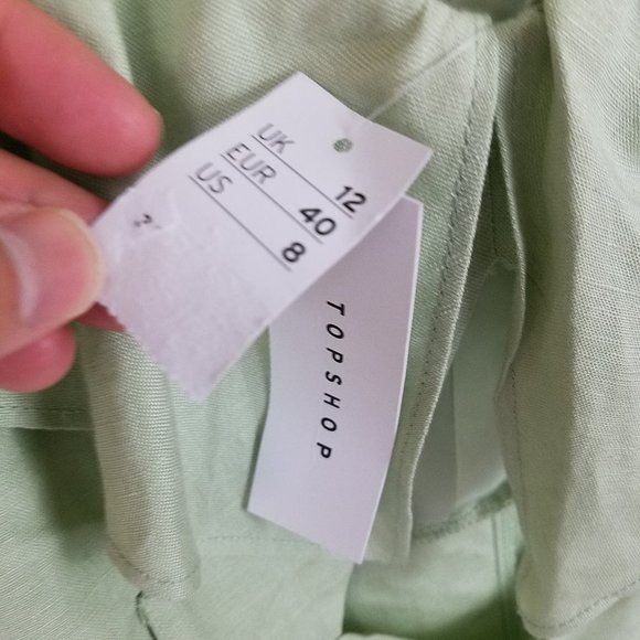 TOPSHOP Mint Linen Blend RIVIERA Frill Romper - Picture 6 of 7